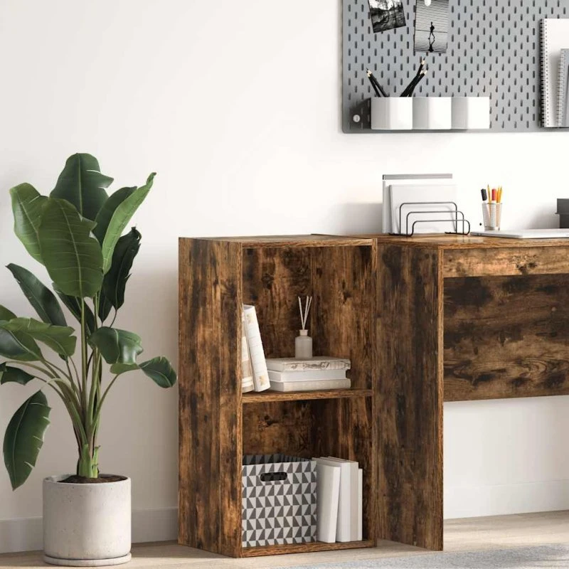 Bogreol i konstrueret træ 40x30x77 cm – røget egetræ