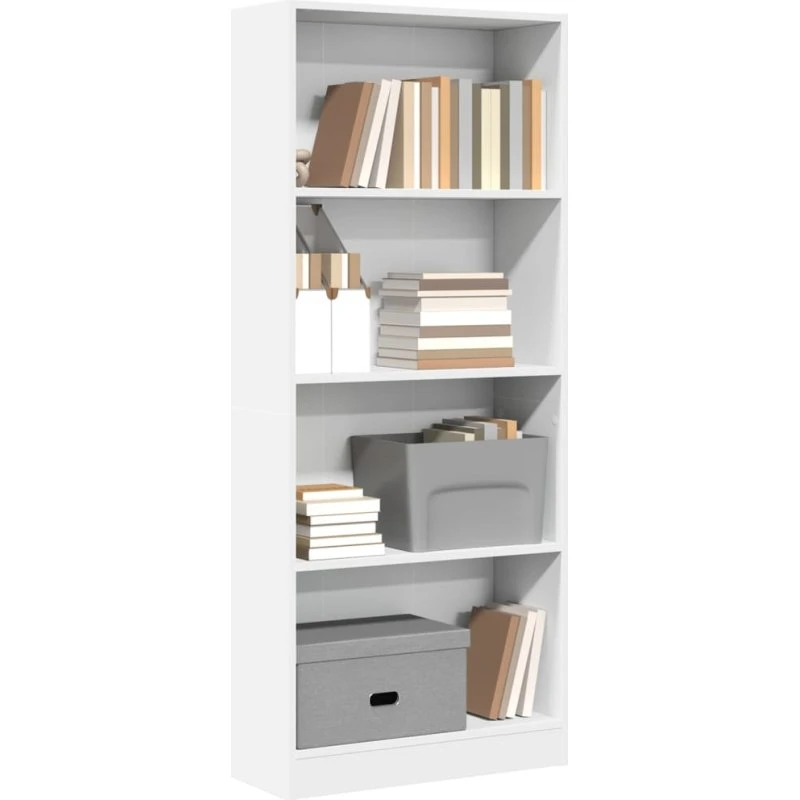 Hvid bogreol 60x24x143 cm i konstrueret træ