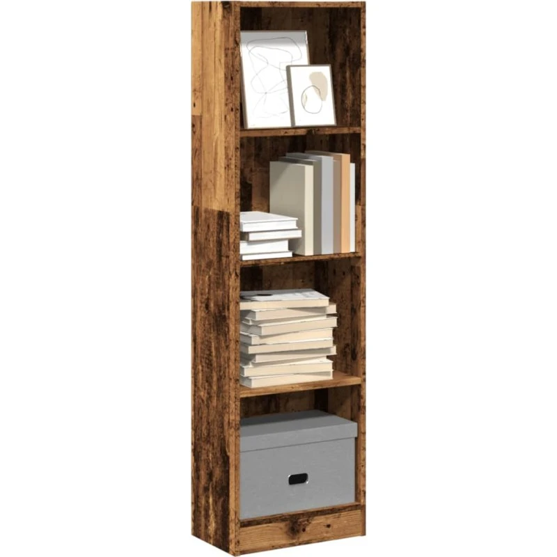 Bogreol 40x24x143 cm i konstrueret træ – antikt look