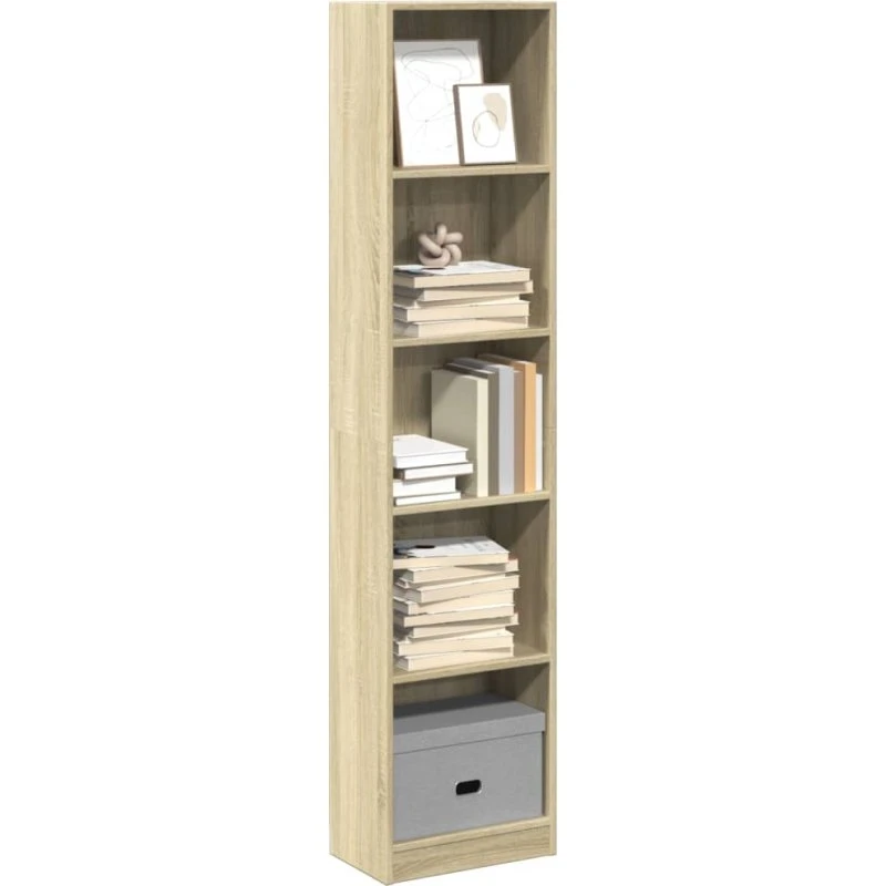 Bogreol 40x24x176 cm i konstrueret træ, Sonoma-eg