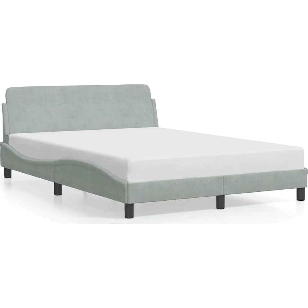 vidaXL Sengestel Dover Lysegrå Fløjl 135x190 cm