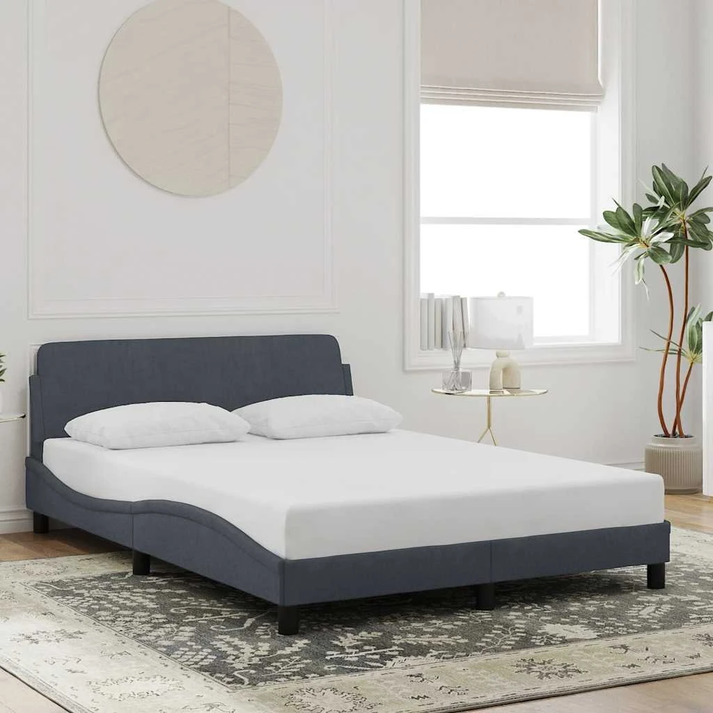 vidaXL sengestel Dover mørkegrå fløjl 135x190 cm