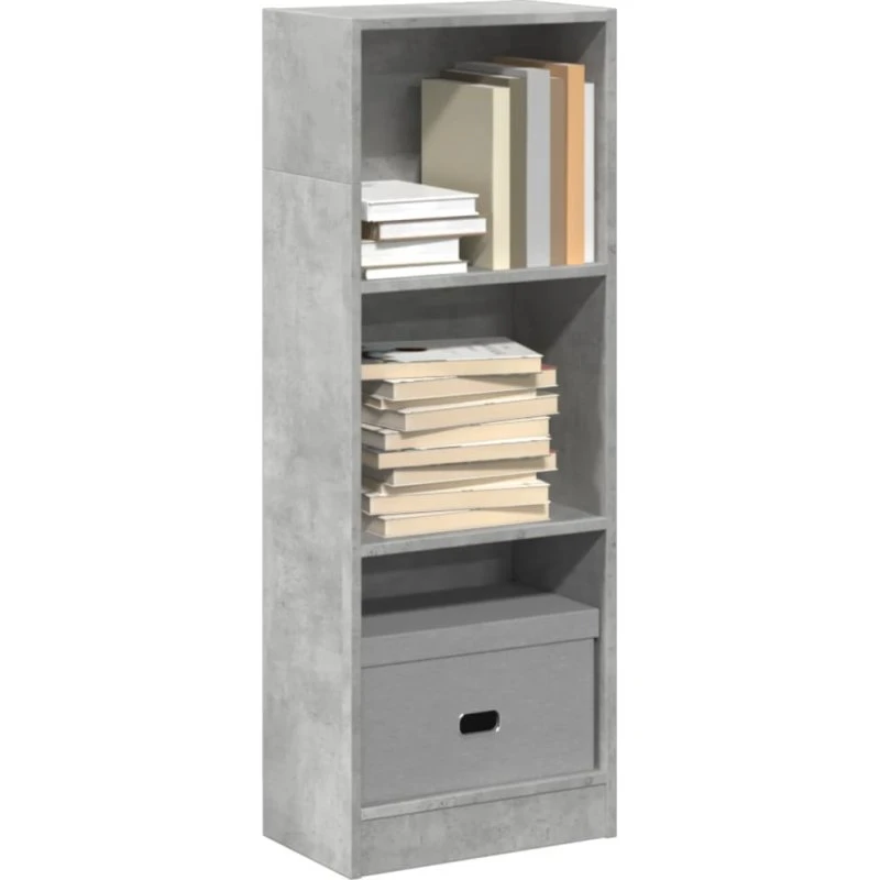 Bogreol i konstrueret træ 40x24x109 cm – betongrå