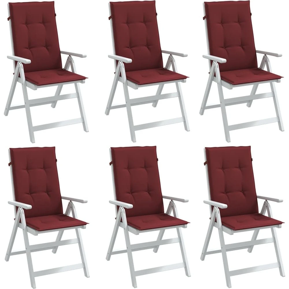 vidaXL Stolehynder med høj ryg 6 stk. 120x50x4 cm Vinrød