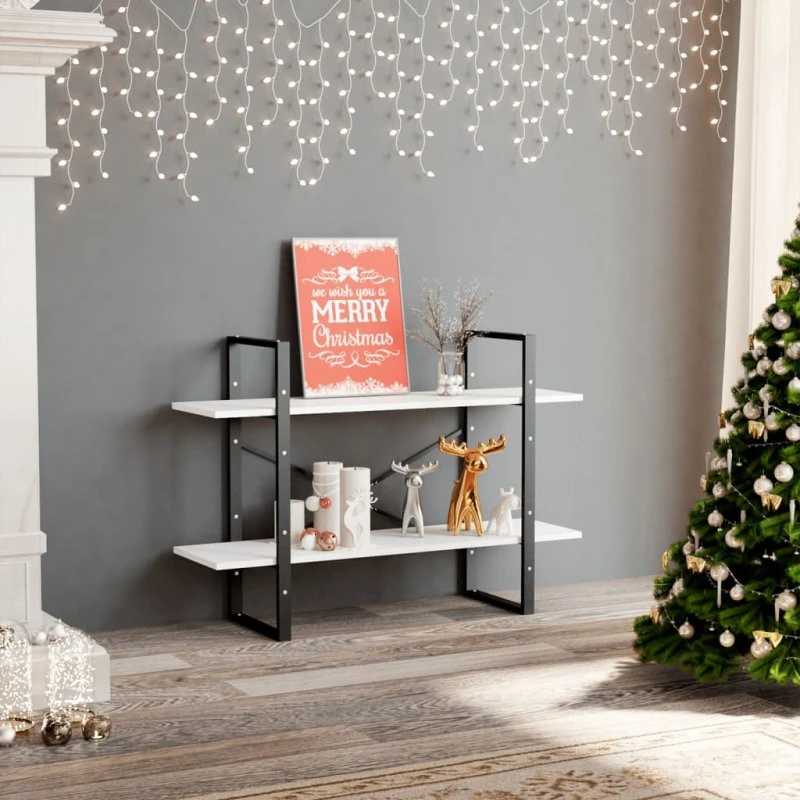 Hvid bogreol 2 hylder 100x30x70 cm - konstrueret træ