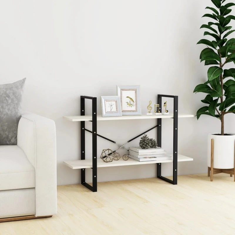 Bogreol 2 hylder 100x30x70 cm – massivt fyrretræ, hvid