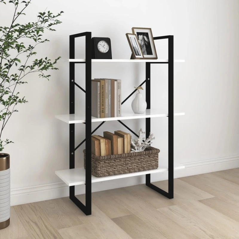 Bogreol i konstrueret træ 80x30x105 cm – hvid