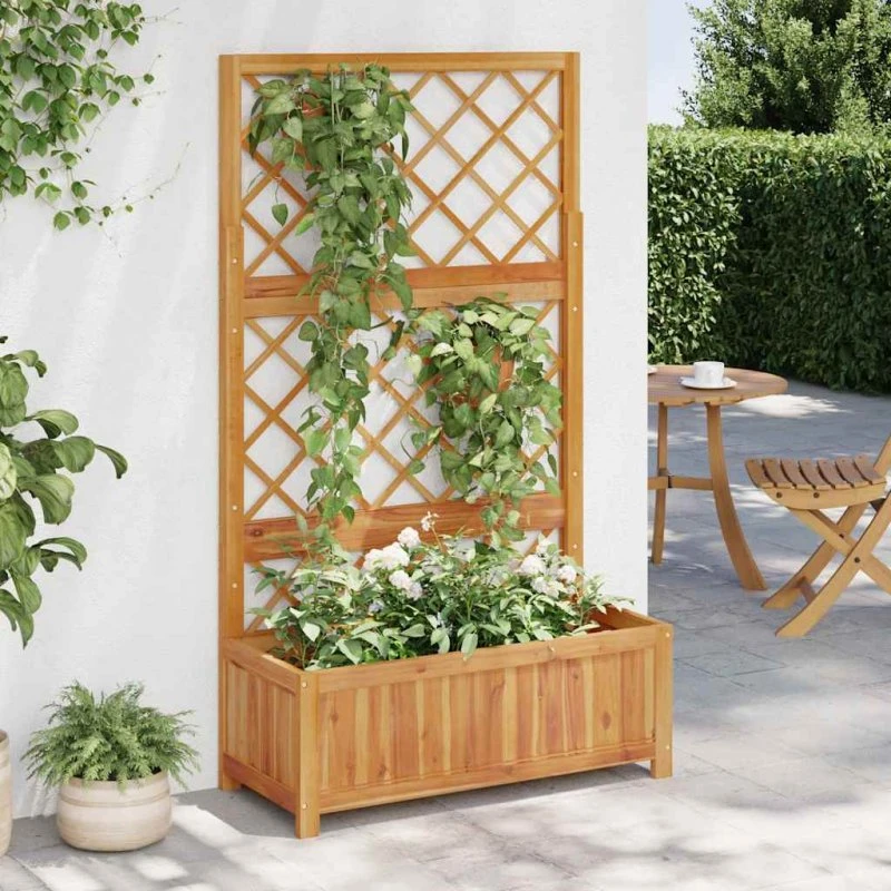 Forhøjet plantekasse med espalier i akacietræ 85x38x150 cm