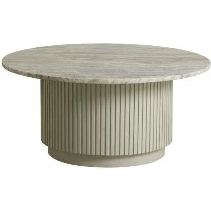 Nordal Erie rundt sofabord ø90 cm – træ & beige marmor