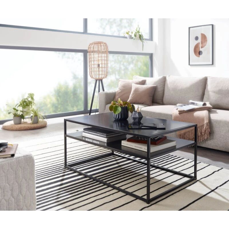 Wohnling sofabord industrielt metal 100x60x45 cm, sort