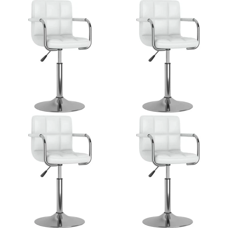 Drejelige spisebordsstole 4 stk. i hvidt kunstlæder