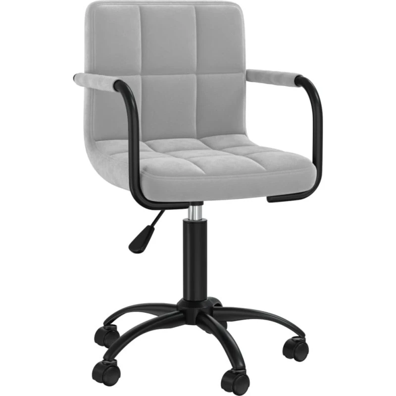 Drejelig spisebordsstol i fløjl - lysegrå, gasløft