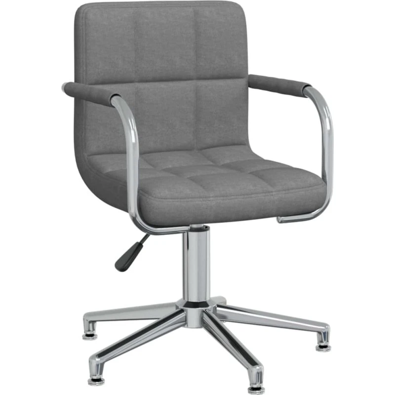 Drejelig spisebordsstol i stof, lysegrå - 360° & gaslift