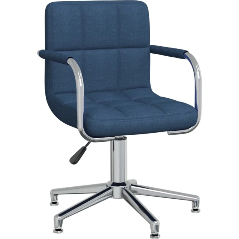 Drejelig spisebordsstol i blåt stof, 360° & justerbar