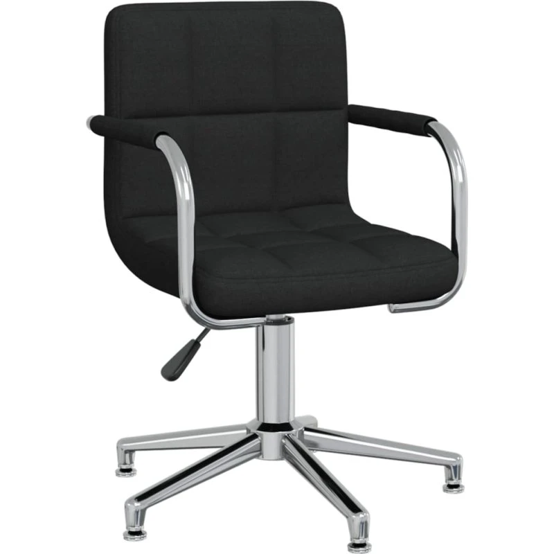 Drejelig spisebordsstol i sort stof med 360° og gasløft