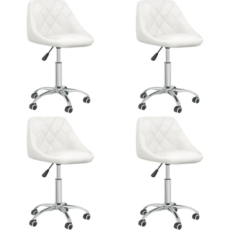 Drejelige spisebordsstole 4 stk. i hvidt kunstlæder