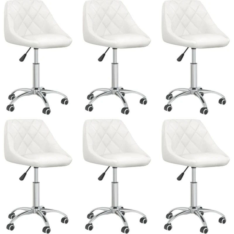 Drejelige spisebordsstole 6 stk. - hvidt kunstlæder