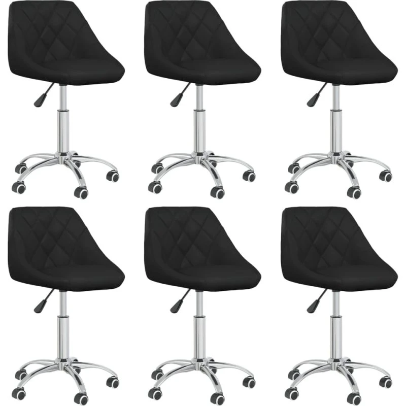 Drejelige spisebordsstole 6 stk. i sort kunstlæder