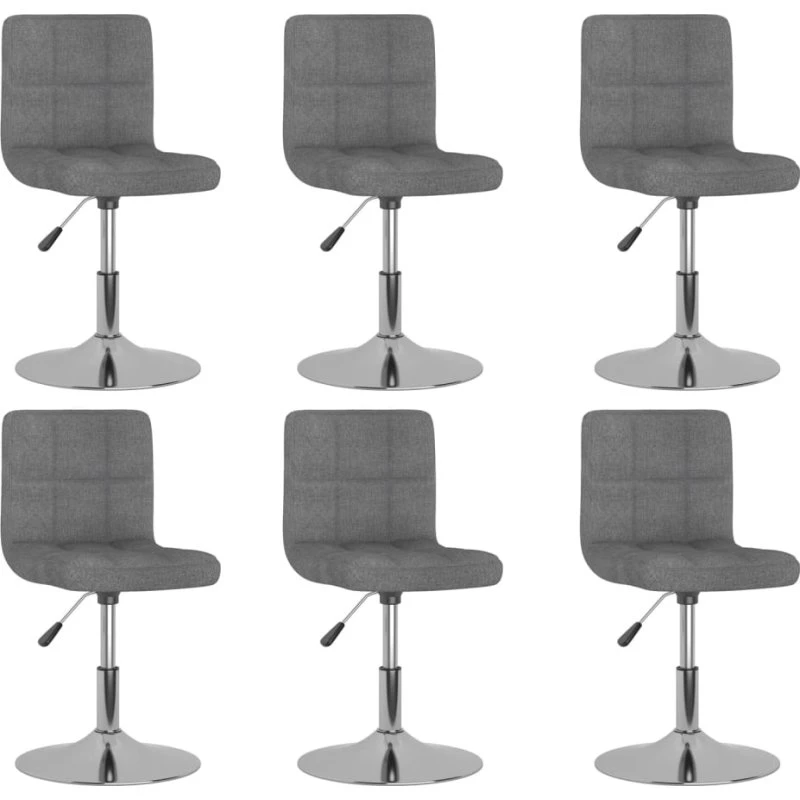 Drejelige spisebordsstole 6 stk. stof lysegrå, justerbare