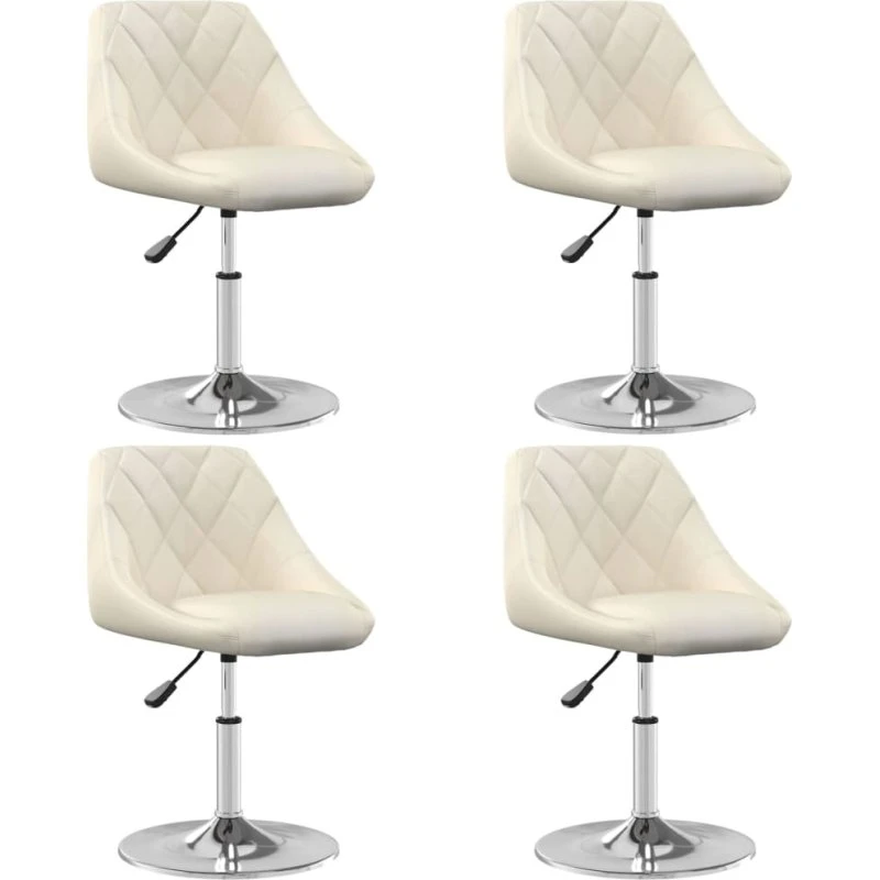 Drejelige spisebordsstole 4 stk. fløjl creme (360°)