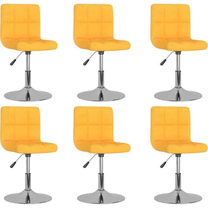 Drejelige spisebordsstole 6 stk. – gul stof, højdejusterbar