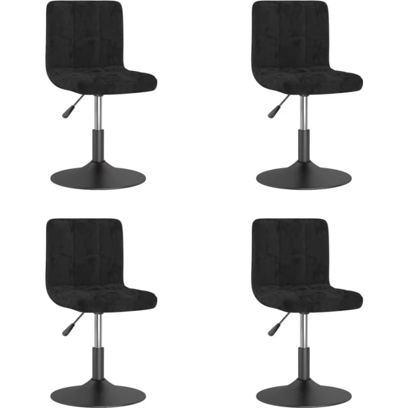 Drejelige spisebordsstole 4 stk. i sort fløjl