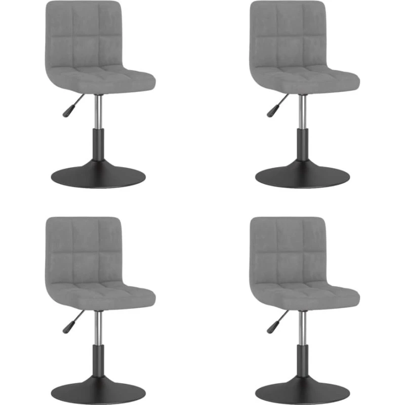 Drejelige spisebordsstole 4 stk. fløjl lysegrå (justerbare)