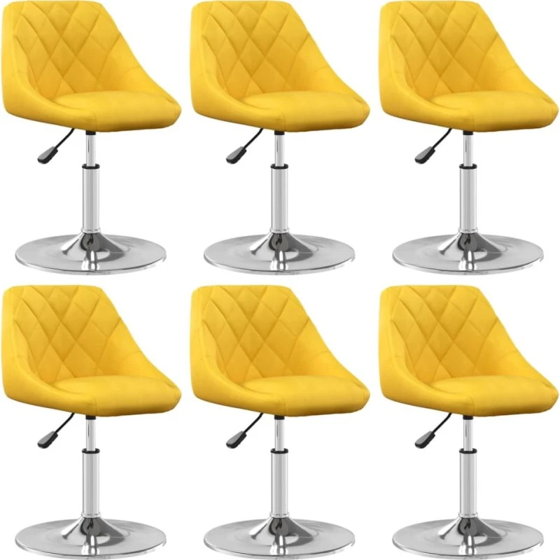 Drejelige fløjlsstole 6 stk. – sennepsgul, justerbar højde