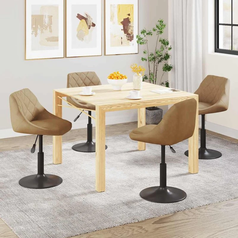 4 stk. drejelige spisebordsstole i brun fløjl