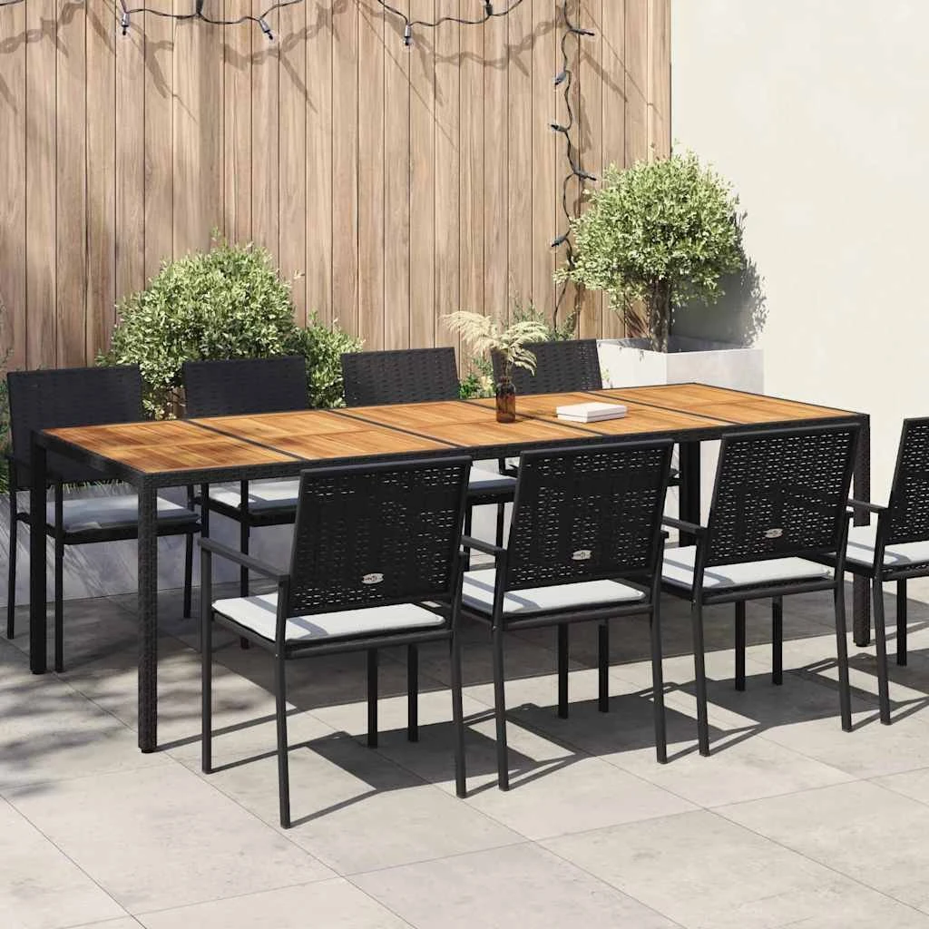 vidaXL Havebord i sort polyrattan