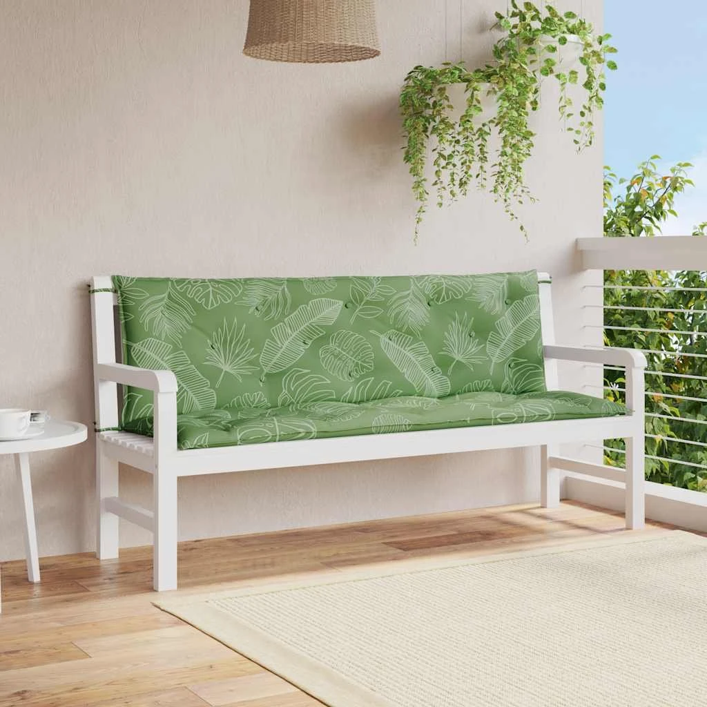 vidaXL Hynder til havebænk 2 stk 150x50x7 cm - Grøn bladmønster