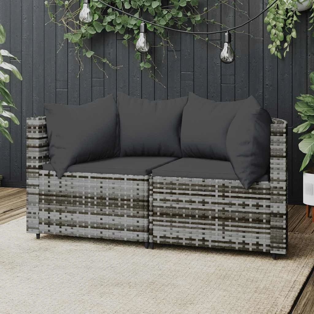 vidaXL hjørnemoduler til havesofa, 2 stk. med hynder, grå
