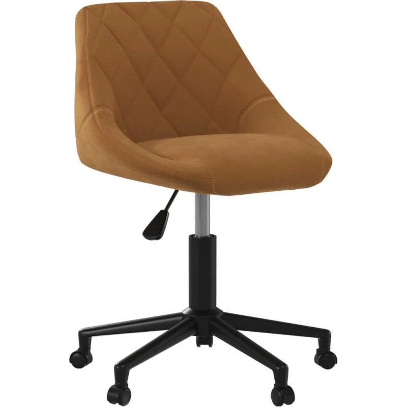 Drejelig spisebordsstol i brunt fløjl med hjul