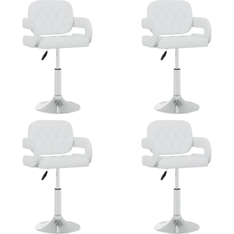 Drejelige spisebordsstole 4 stk, hvidt kunstlæder