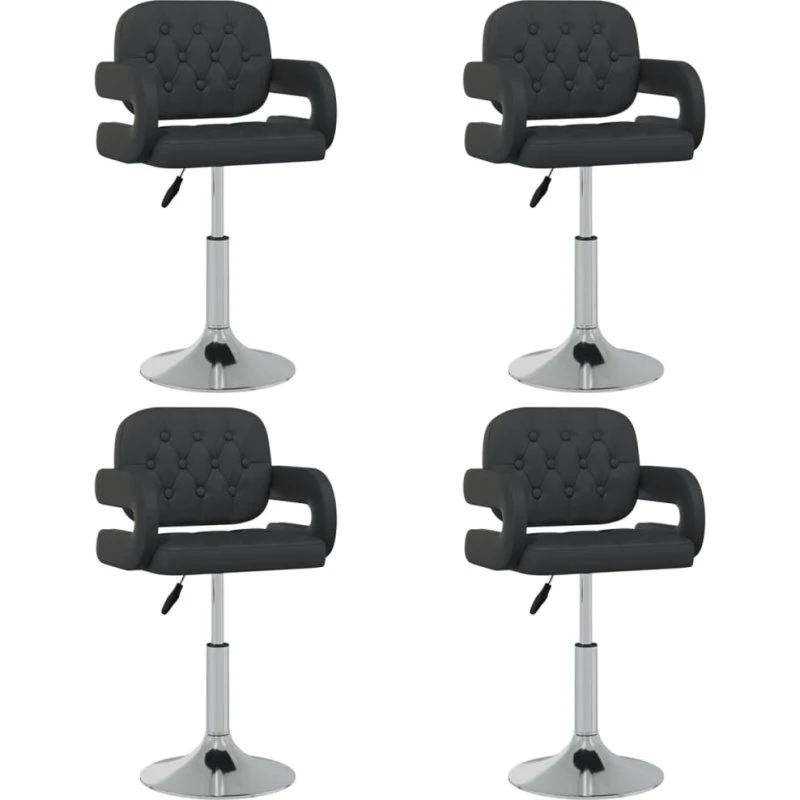 Drejelige spisebordsstole 4 stk. i sort kunstlæder