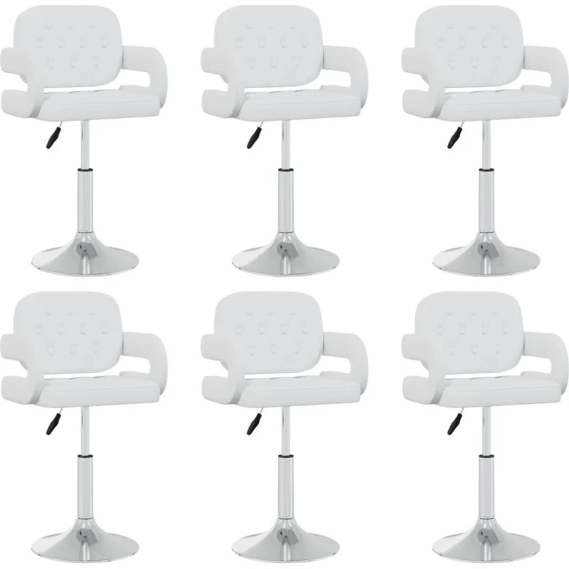 6 stk. drejelige spisebordsstole i hvidt kunstlæder