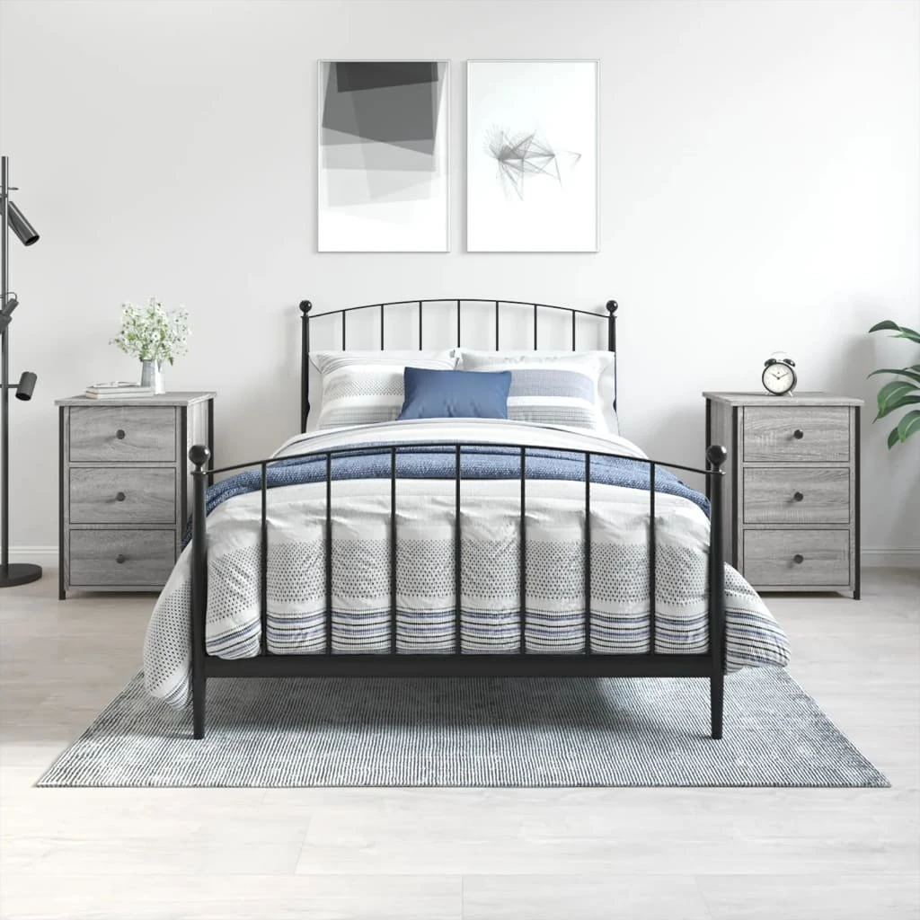 vidaXL Sengeborde 2 stk. 40x36x60 cm Grå Sonoma-eg