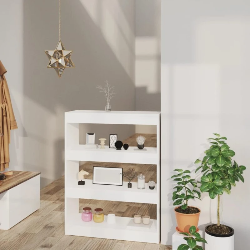 Bogreol/rumdeler 80x30x103 cm – hvid konstrueret træ