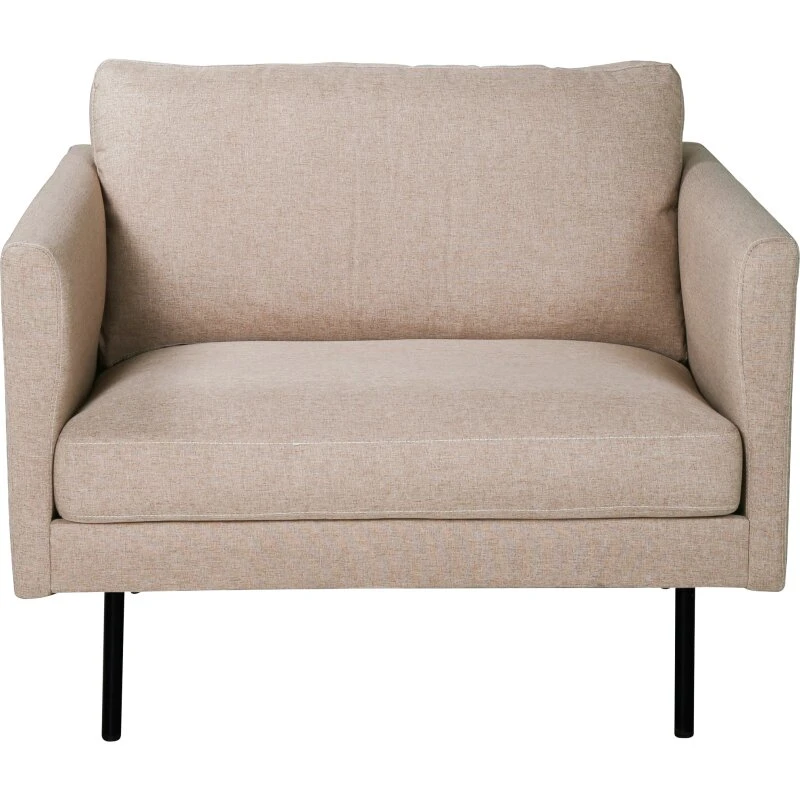 Zoom Lænestol – beige stof med sorte metalben