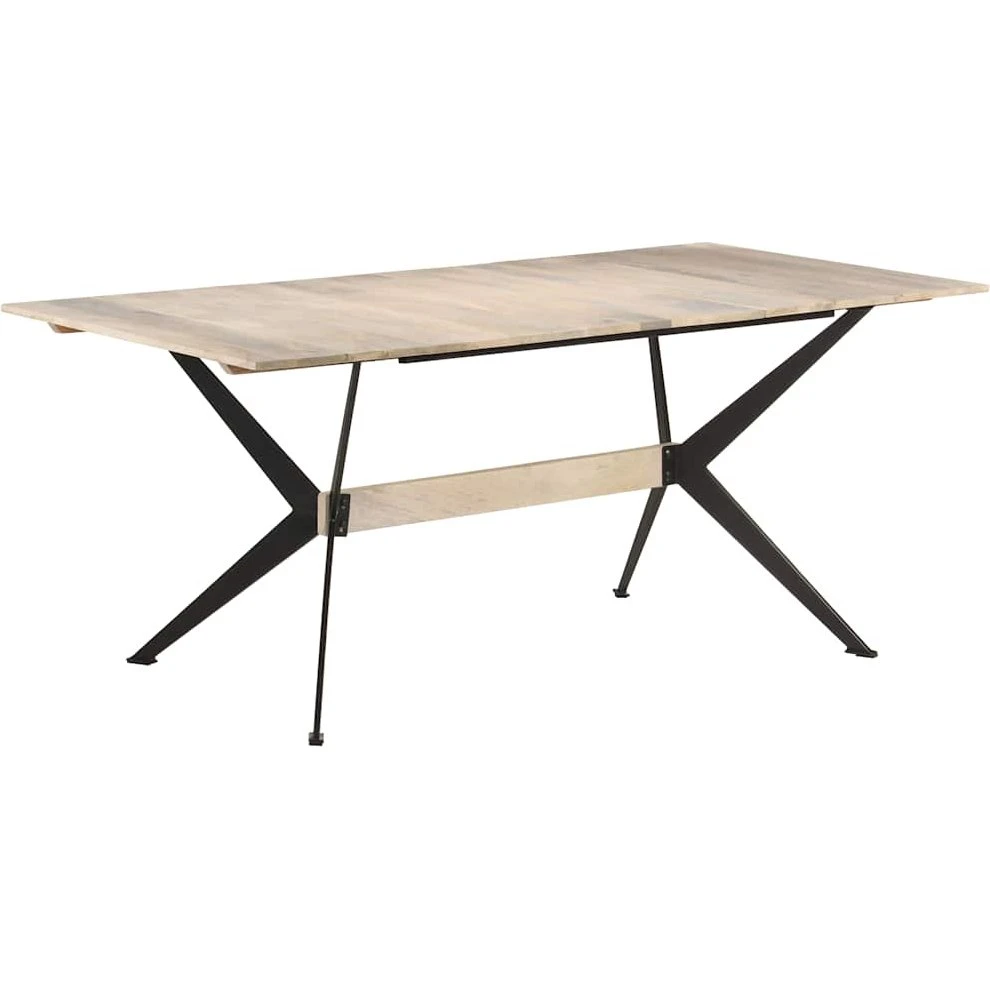 vidaXL Spisebord 180x90 cm i massivt mangotræ og stål
