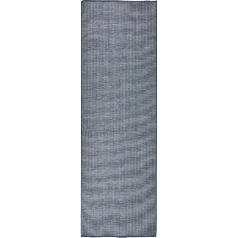 Fladvævet udendørstæppe 80x250 cm, blå