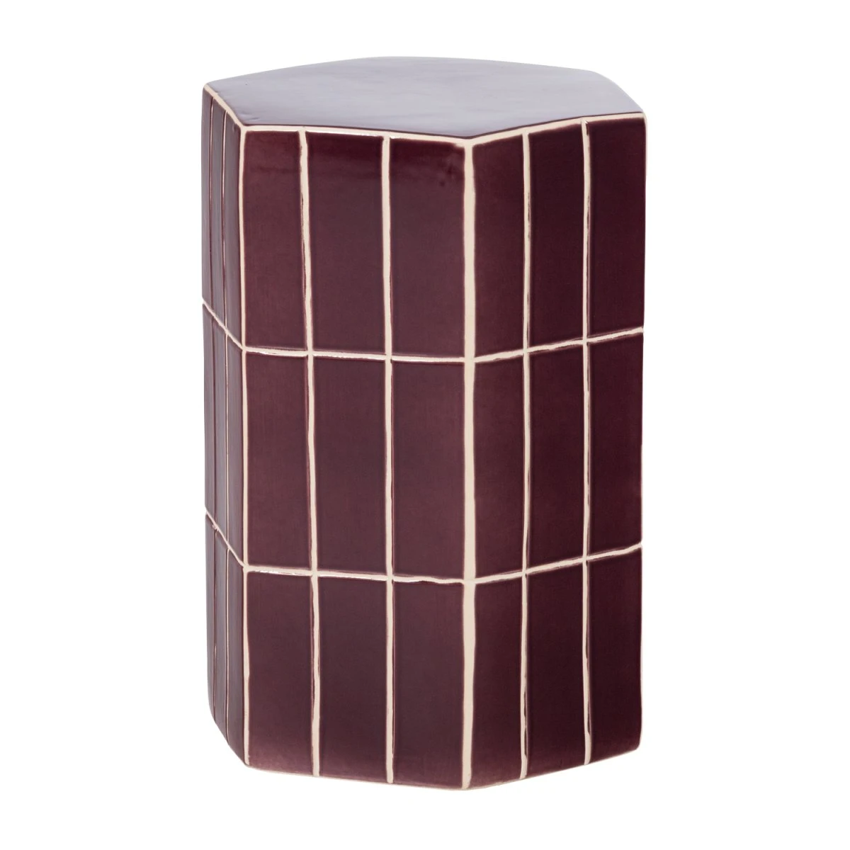 WOOOD Plu sidebord - Lilla glaseret keramik - 42x30x26 cm