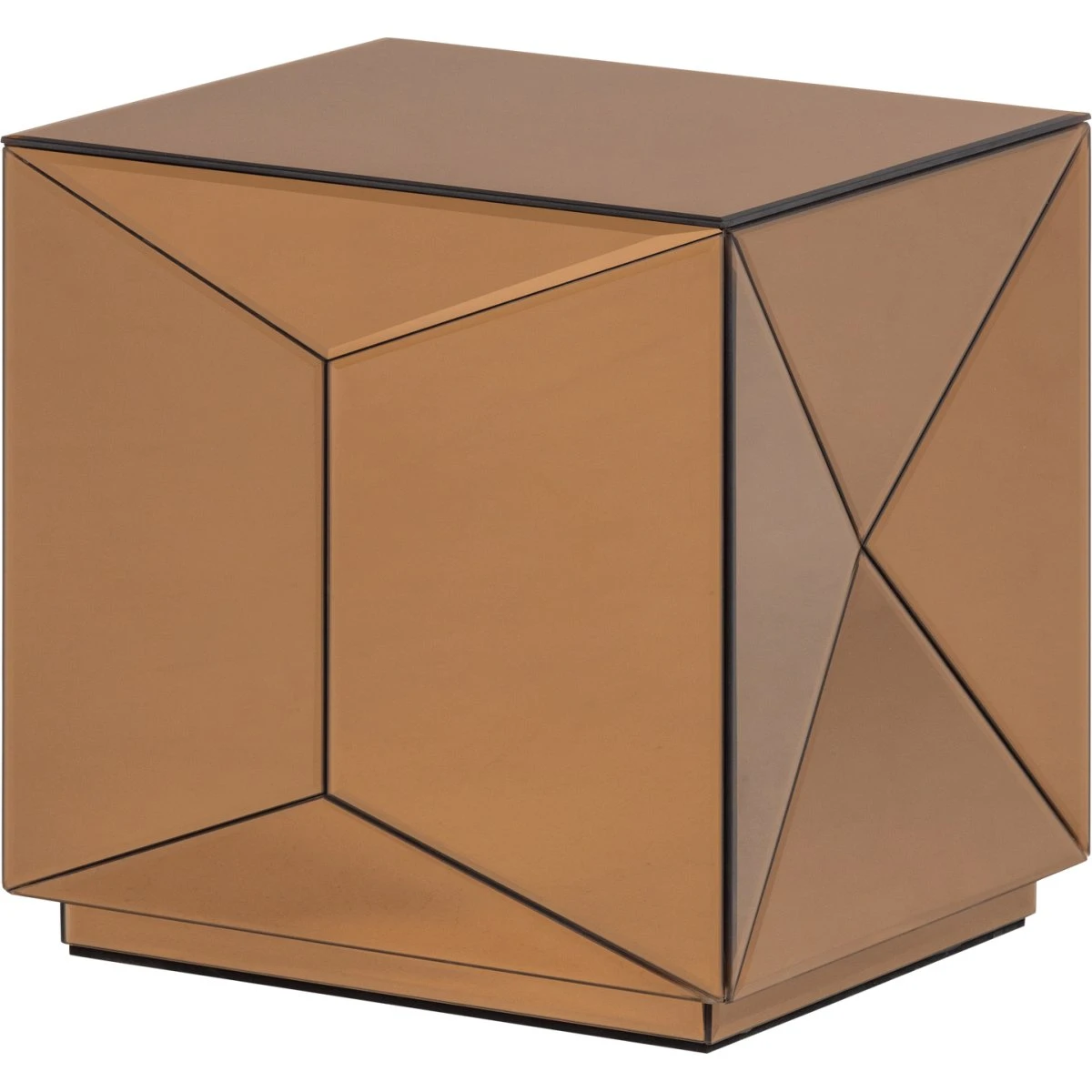 WOOOD Glintz sidebord - Brun med spejlglas - 40x40 cm