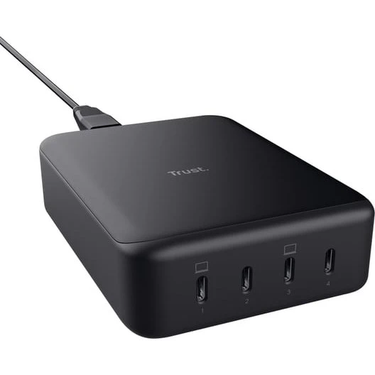 Trust Maxo Sort Vekselstrøm Hurtig Oplader med 4x USB-C