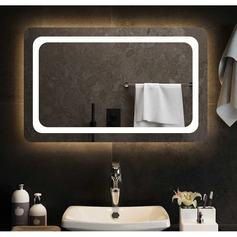 LED badeværelsesspejl IP65 80x50 cm med USB