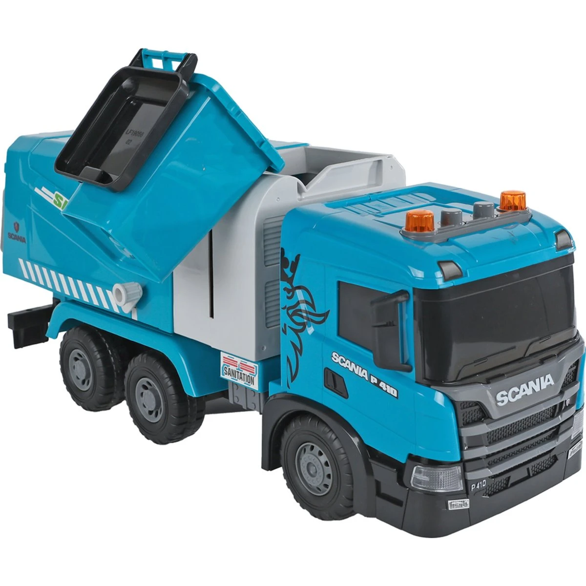 Scania legetøjslastbil - Skraldebil med lys og lyd, 56 cm, blå