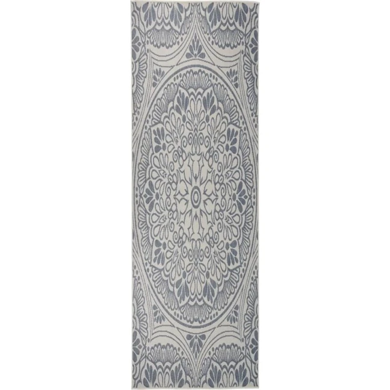 Fladvævet udendørstæppe 80x250 cm – blå, polypropylen