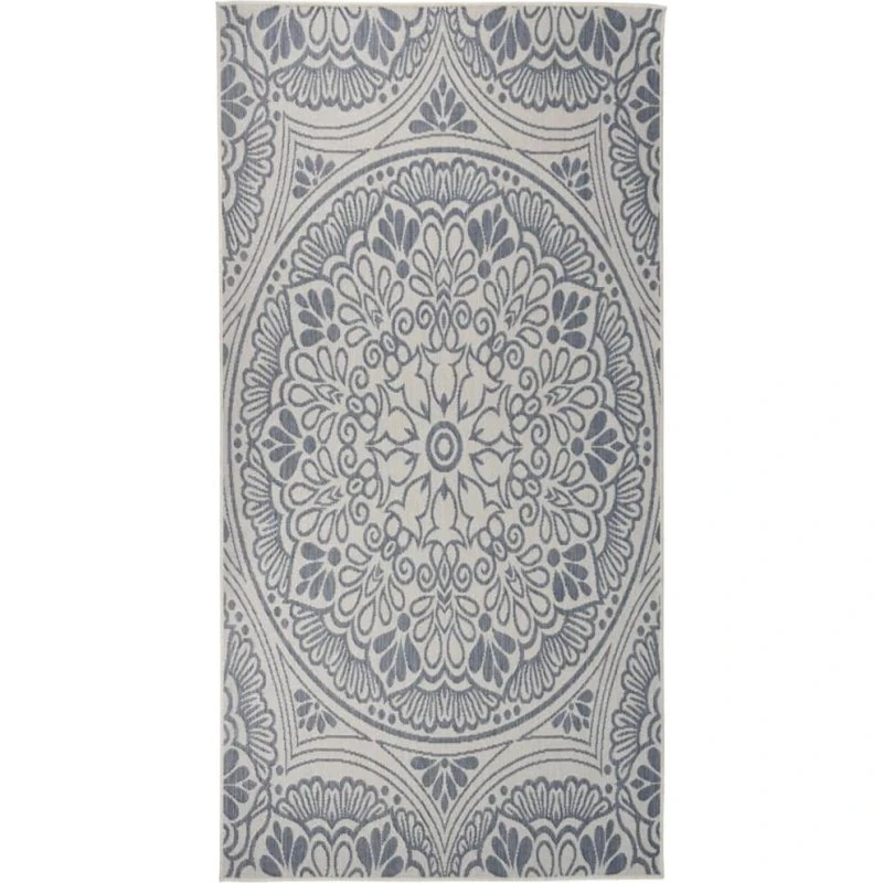 Fladvævet udendørstæppe 100x200 cm blå - robust PP