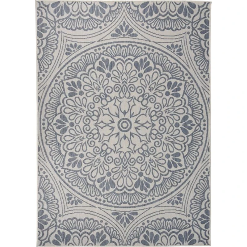 Fladvævet udendørstæppe 120x170 cm - blå mønster