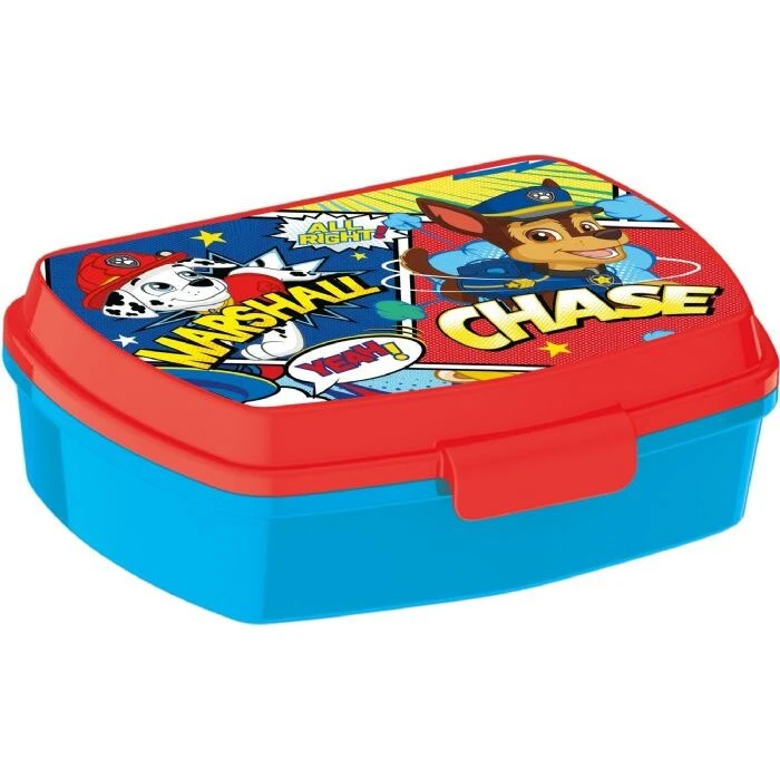 Paw Patrol madkasse - 1 rum, Chase & Marshall, Rød/Blå (H6xB14xL18,5cm)